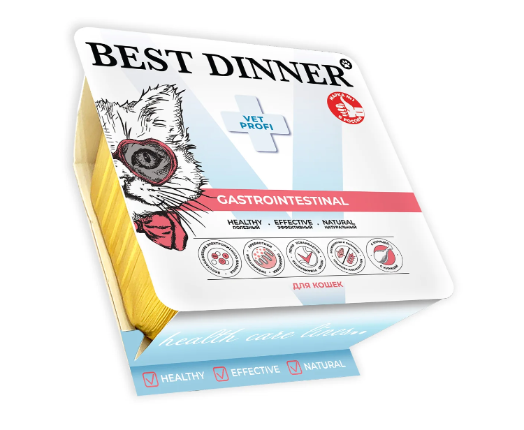 BEST DINNER (Бест Диннер) Vet Profi влажный корм для кошек гастроинтестинал паштет с курицей 100 г