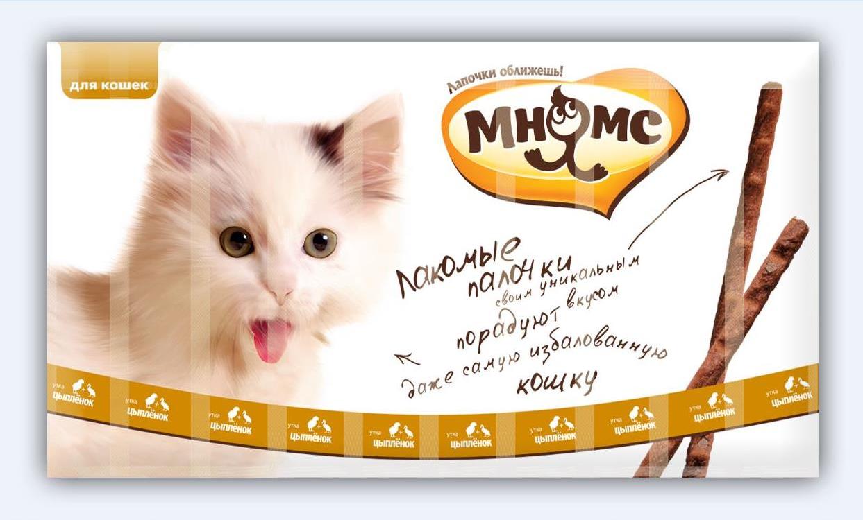 Мнямс лакомые палочки 13,5 для кошек с цыпленком  и уткой 5 г*10шт 702563 (цена за шт)
