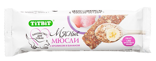 Мюсли Fruit с кроликом и бананом (16) 001554/010013/009284 TiTBiT