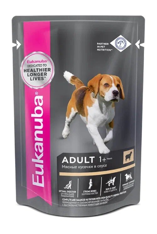 Корм для собак Eukanuba Adult All Breed влажный рацион с ягнёнком в соусе, 100г