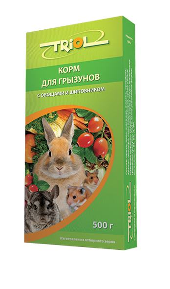 Триол (Triol) Криспи д/ грызунов с овощами и шиповником 500 г.