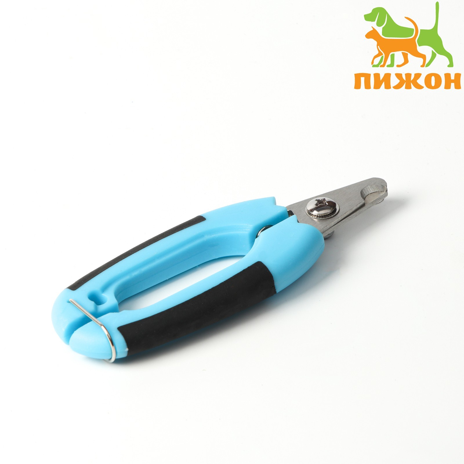 Когтерез боковой малый с закругленными резиновыми ручками,отверстие 8 мм,чёрный с голубым 6960846