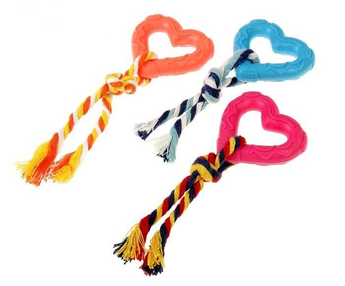 Игрушка для мелких собак термопластичная Сердце с канатом 19 см, Mr Pets