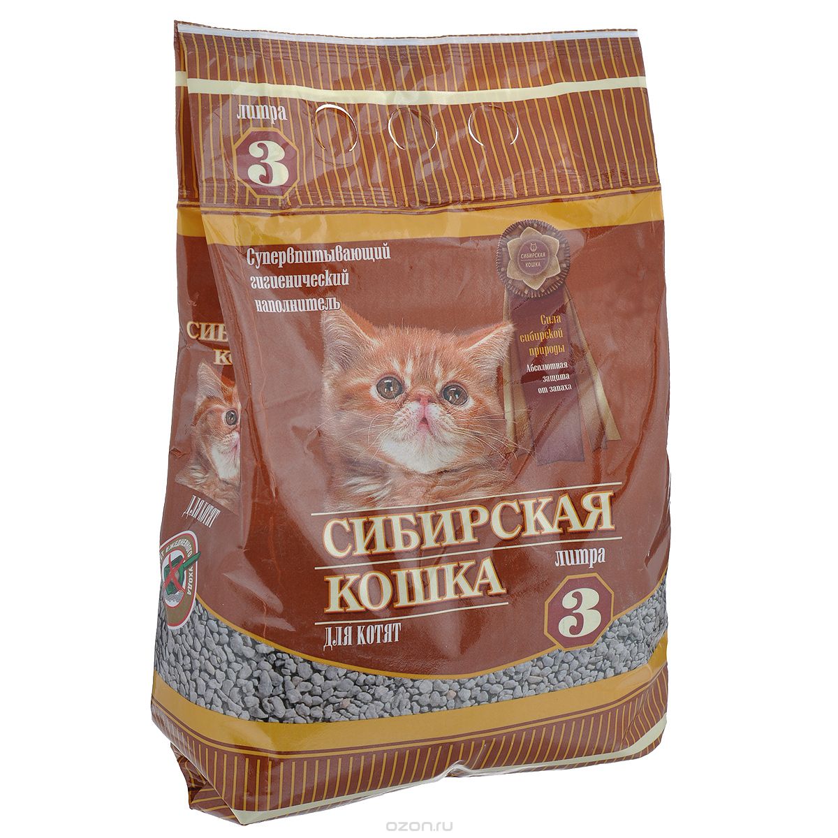 Наполнитель Сибирская кошка супервпитывающий для котят впитывающий 3 л 24223