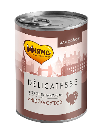 Мнямсdelicatesse консервы для собак всех пород “Турдакен по-британски” (индейка с уткой) 400 г