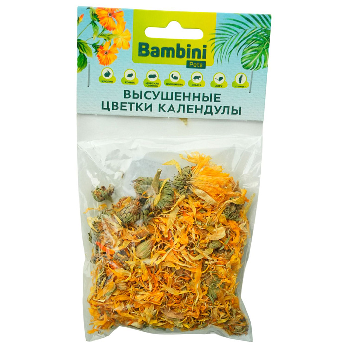 Bambini Pets (Бамбини Пэтс) лакомство высушенные цветки календулы для грызунов и кроликов, 10 г