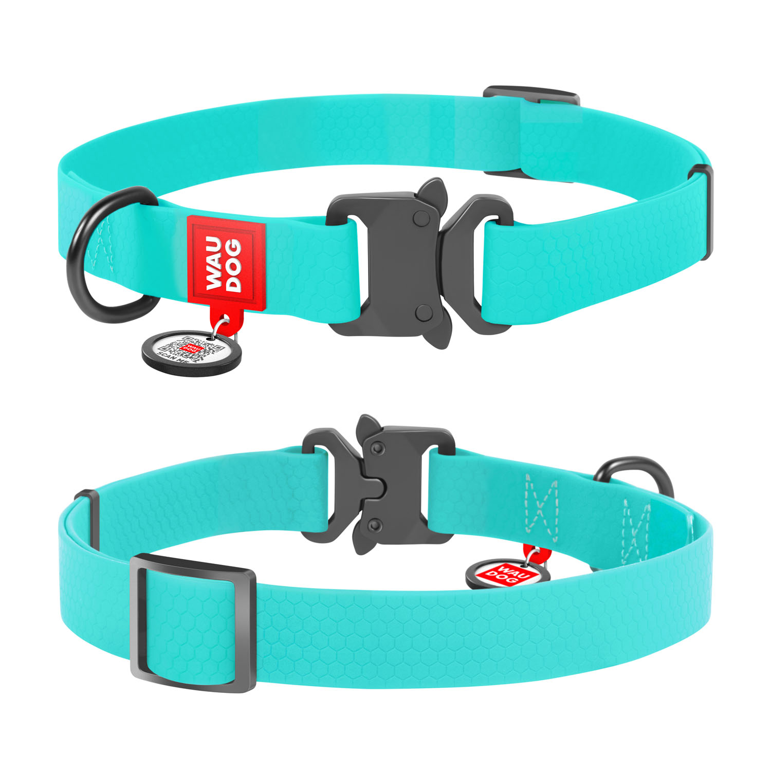 Ошейник WAUDOG Waterproof c QR-паспортом, светящийся, метал.пряжка-фастекс, Ш 25 мм, Дл 31-49см 2785