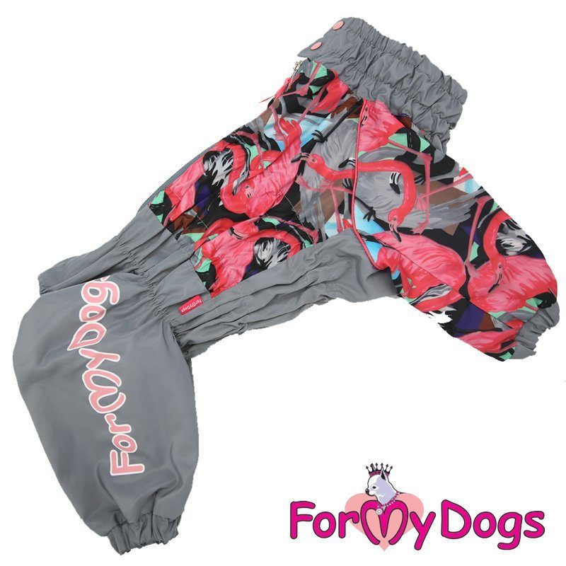 FOR MY DOG Дождевик "Фламинго" серо/розовый для дев (С3)  473/3SS-2020