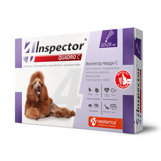 Inspector (Инспектор) капли Квадро К для собак 10-25кг 1 пипетка, Неотерика