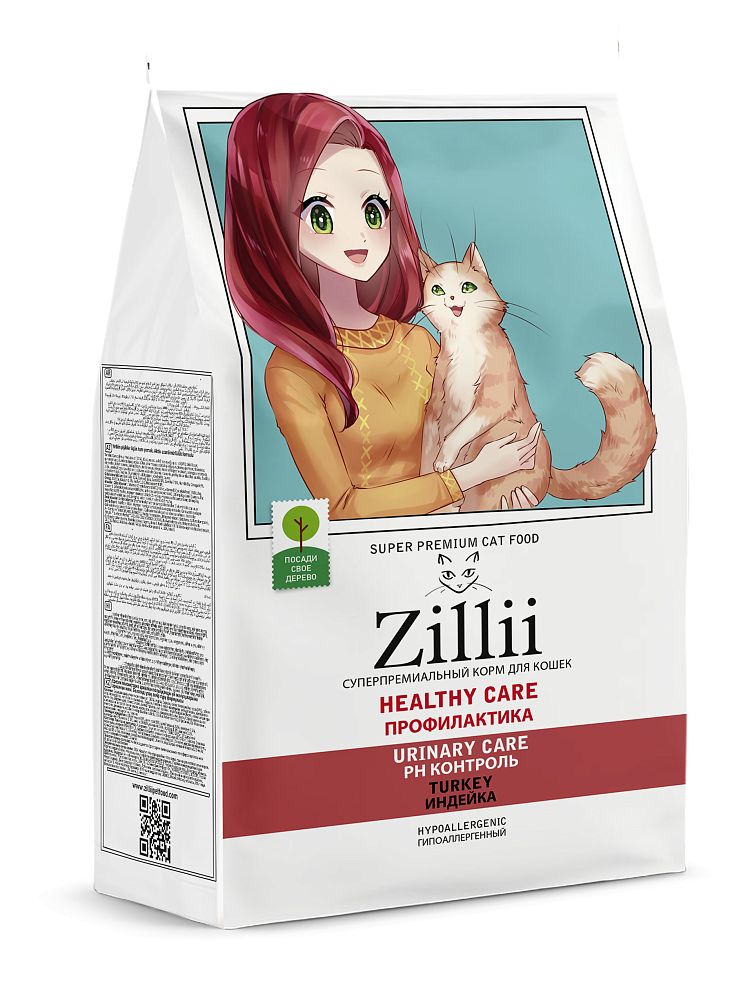 ZILLI (Зилли) HEALTHY URINARY CARE сухой корм для взрослых кошек с индейкой с контролем PH, 2 кг
