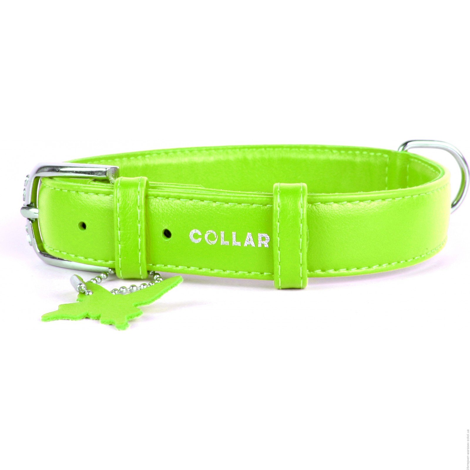 Ошейник "Collar Glamour" без украшений (ширина 20 мм, длина 30-39 см) зеленый 32935