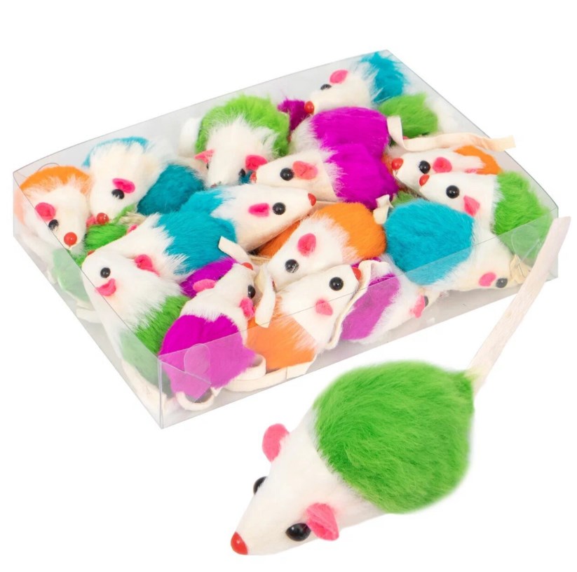 Мышь с натуральным мехом цветная с кошачьей мятой Rich Breed