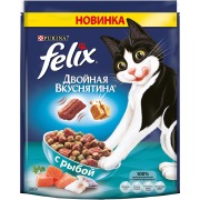 FELIX Двойная вкуснятина сухой корм для взрослых кошек с рыбой 200 г 12498545