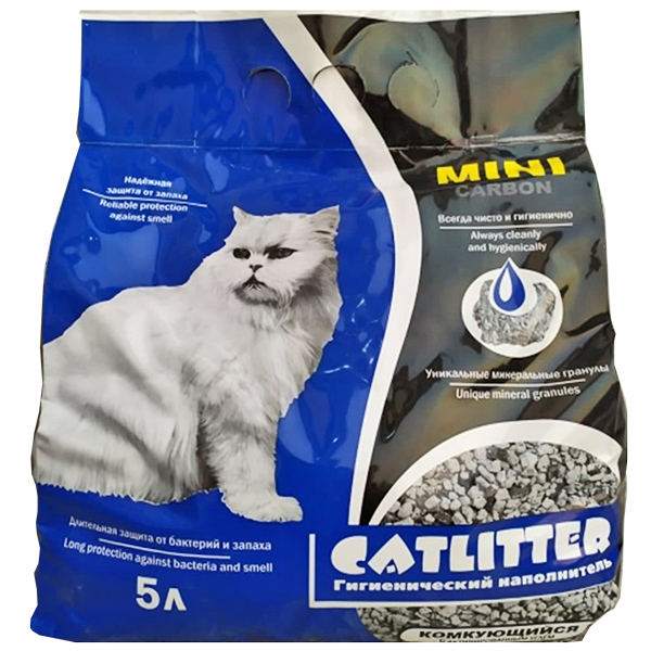 Наполнитель CATLITTER carbon MINI 5л комкующийся 25216