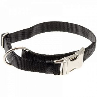 Ошейник с большим кольцом V.I.PET с регулировкой черный 25 мм (40-60 см) металл, фастекс70-2981