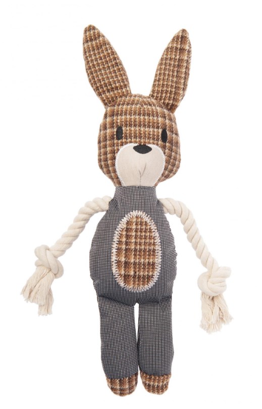 Pet-it игрушка для собак, серия Oxford, мягкий Зайчик с канатом и пищалкой, 9x46.5 см