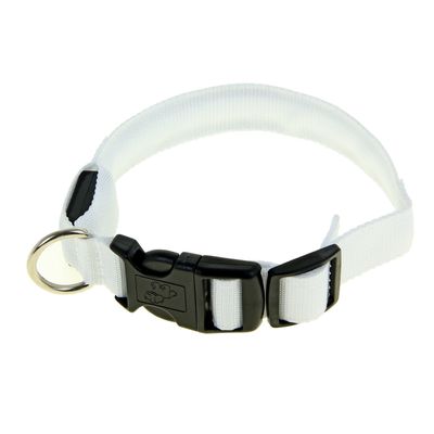 Ошейник с подсветкой и 2 светоотражающими полосами 38*40 см 3 реж.свечения белый Пижон 1039599 Sima