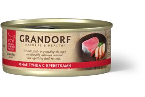 Grandorf (Грандорф) Консервы для кошек филе тунца с креветками, 70 г