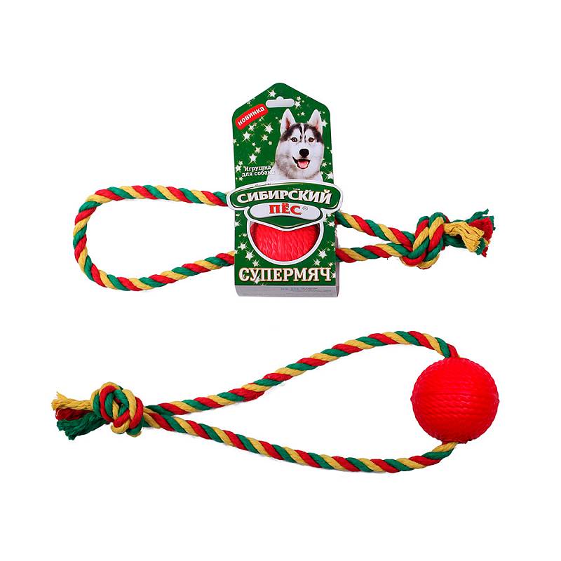 Игрушка для собаки Супермяч "Сибирский пес" на веревке ХБ Кольцо d65 мм 24425