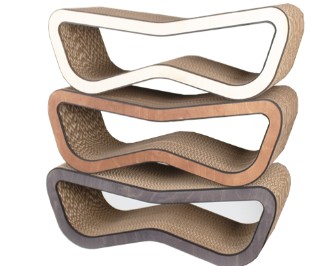 Когтеточка из картона и дерева для кошек 25 см Сириус M "Рыжебок"