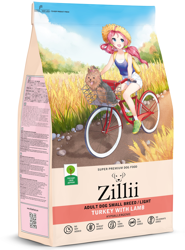 ZILLII (Зилли) Adult Small Breed Light сухой корм для собак мелких пород с индейкой 2 кг