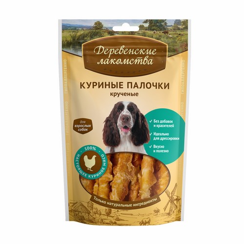 Деревенские лакомства Куриные палочки крученые для собак 100 г