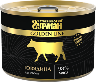 Четвероногий гурман "Золотая линия" говядина натуральная в желе для собак 525 г.