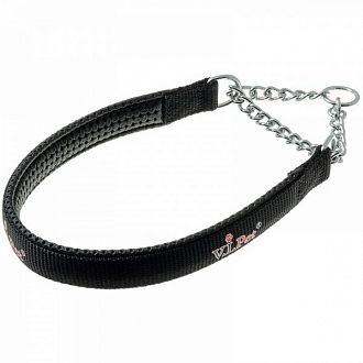 Ошейник-полуудавка с неопреновой подкладкой  V.I.Pet с цугом черный 75-2092