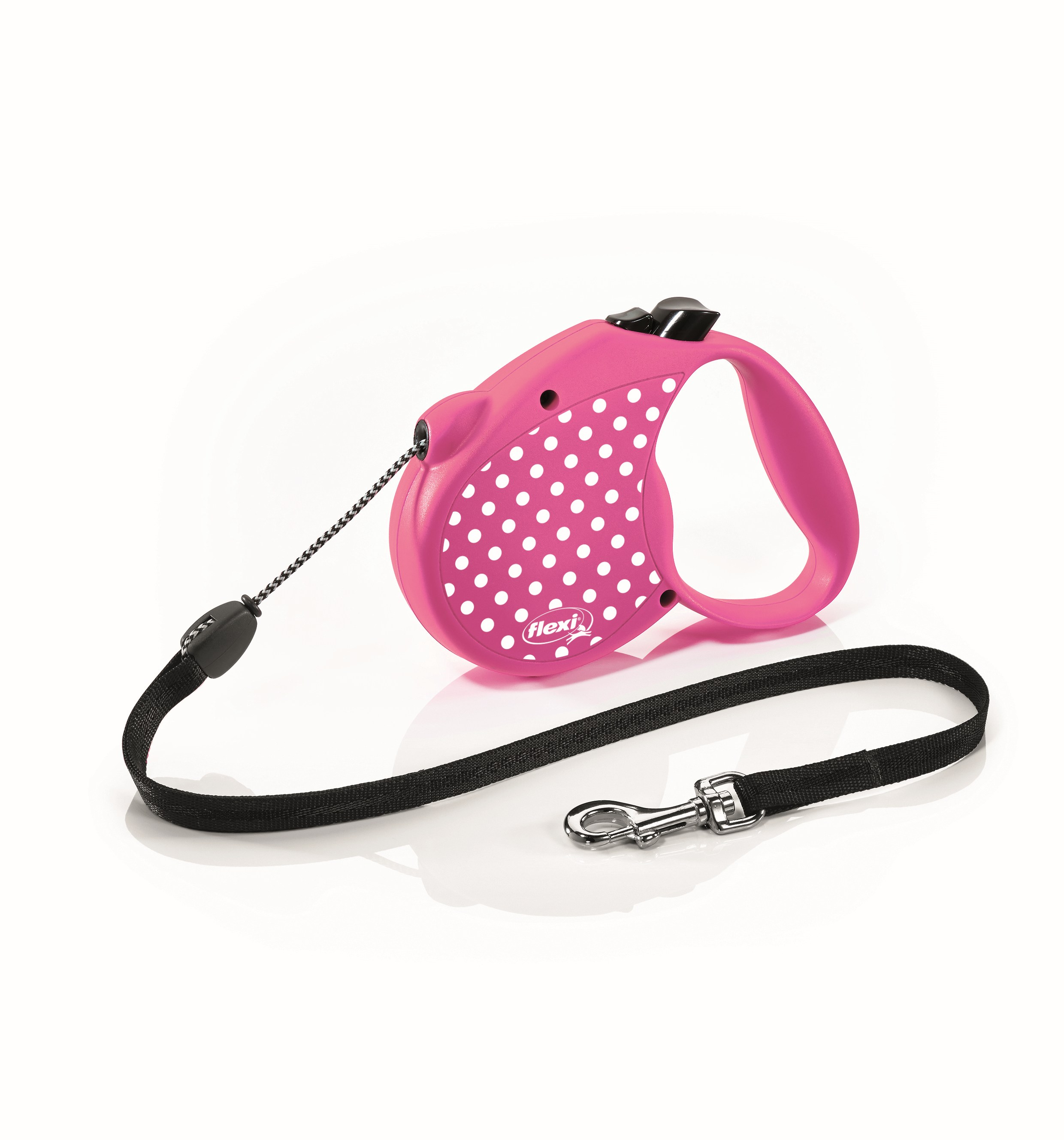FLEXI Рулетка STANDART DOTS M трос  ремень 5 м до 20 кг малиново розовый 54206F