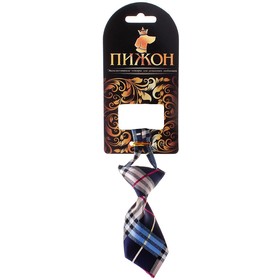 Галстук атлас (синяя клетка) 10*5 см на ленте 28-50*1,0 см 613179