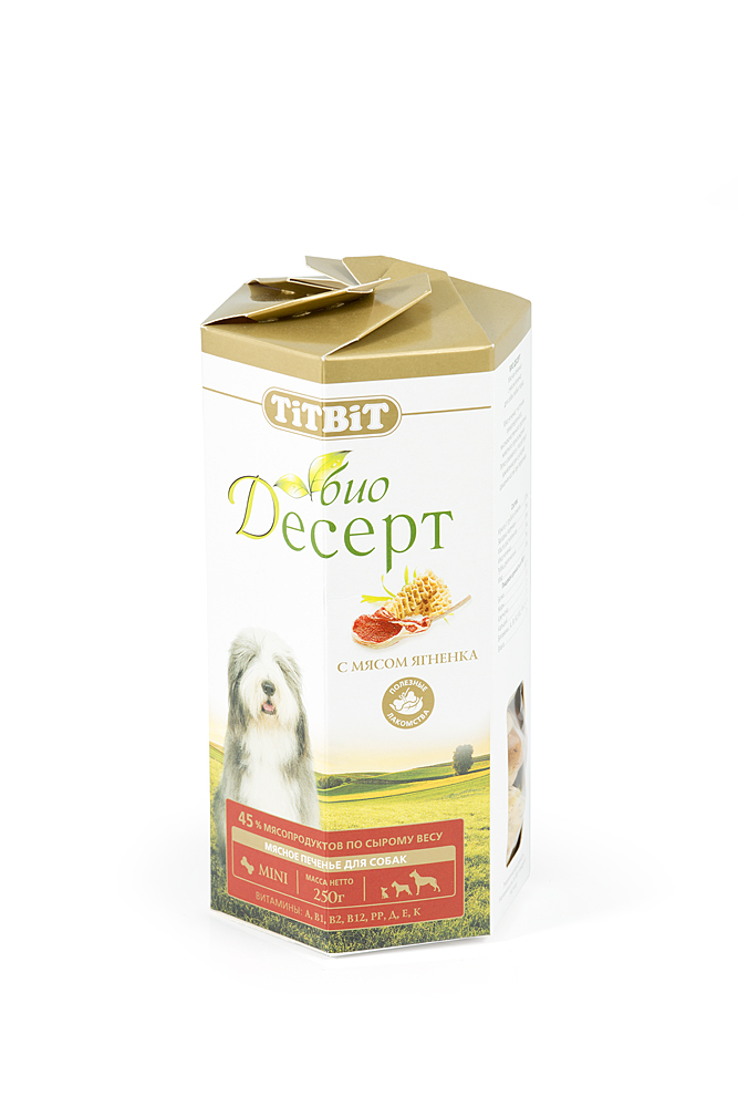 Печенье Био для собак Десерт с мясом ягненка мини 250 г TITBIT