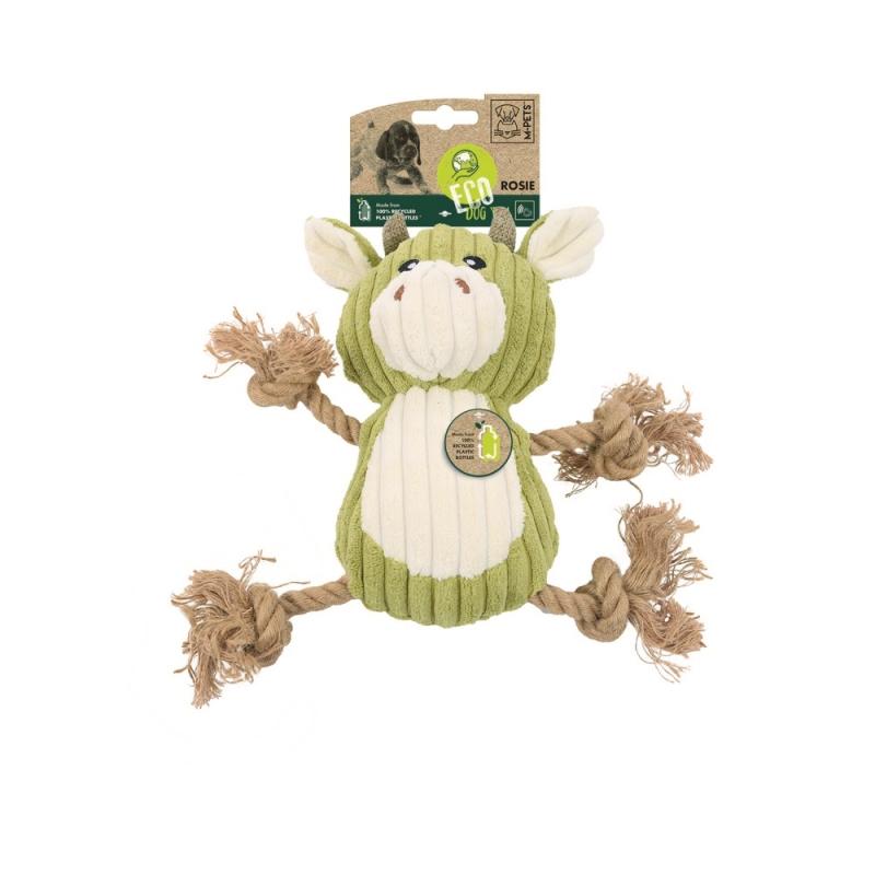 Игрушка текстильная мягкая для собак ECO Коровка Рози с канатом, 28 см, MPets