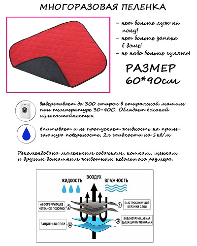Многоразовая впит. пеленка (45*30 см) Limargy