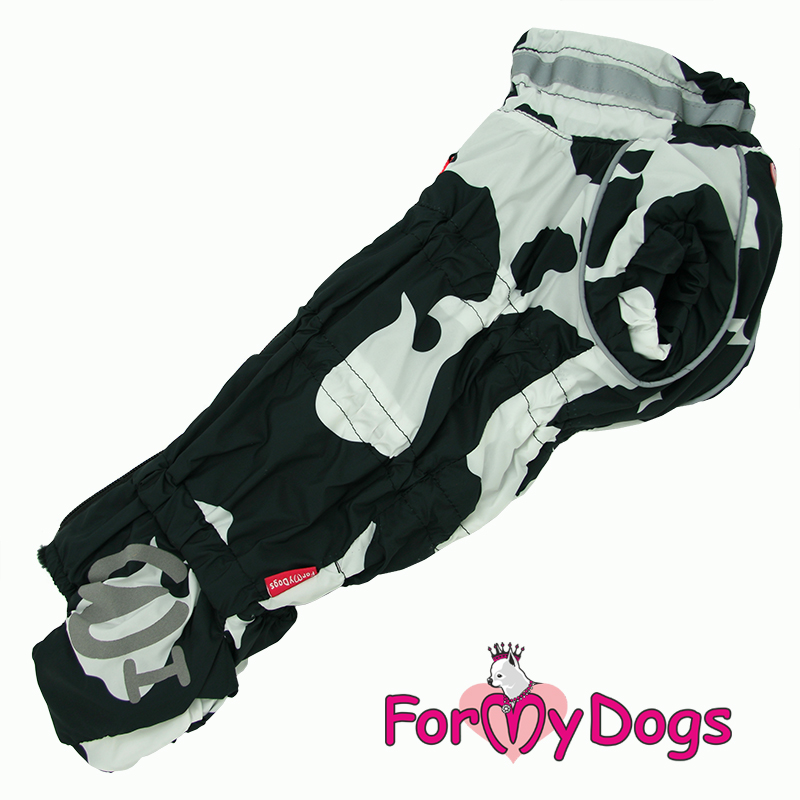 FOR MY DOG Комбинезон утепленный черно/белый для таксы мальчиков размер спины 34 см, грудь 40 см