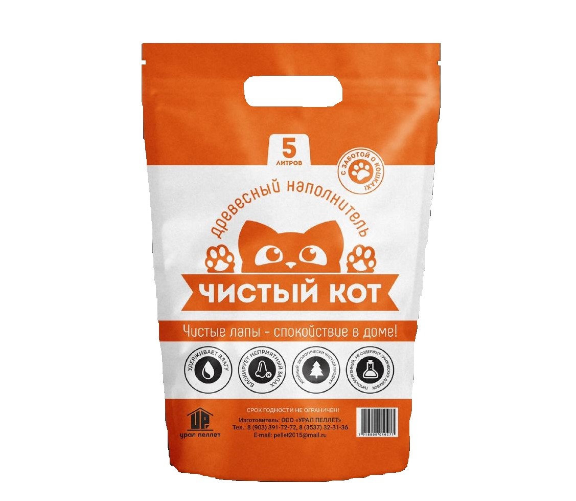 Наполнитель Чистый Кот Древесный 5 л