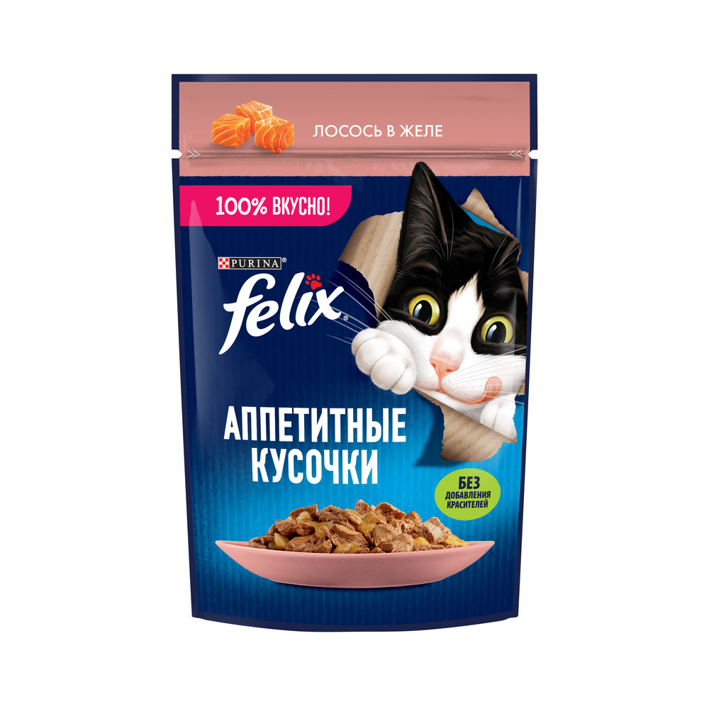 FELIX (Феликс) Аппетитные кусочки влажный корм для взрослых кошек с лососем 75 г
