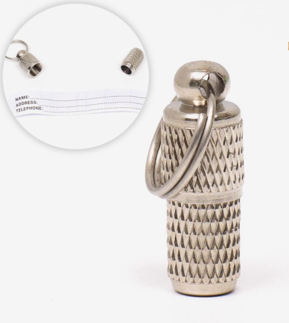 Адресник - капсула под записку, рельефный, 0,8 х 2,1 см 916306