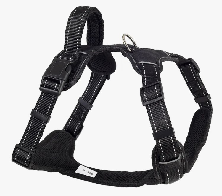 Шлейка КАСКАД нейлоновая "SPORT" с ручкой, размер M, обх.груди 55-65 см, черная
