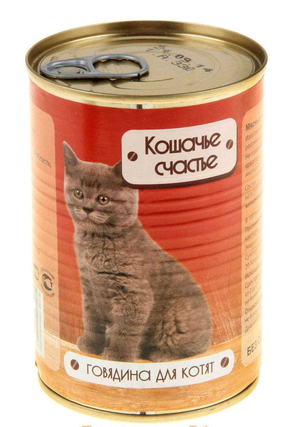 Кошачье Счастье ж/б консервы для котят Говядина 20*410 г