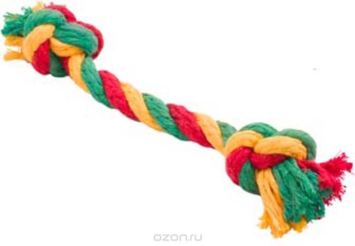 Игрушка для мелких пород Грейфер канатный 2 узла DL малый желтый-зеленый-красный, Доглайк