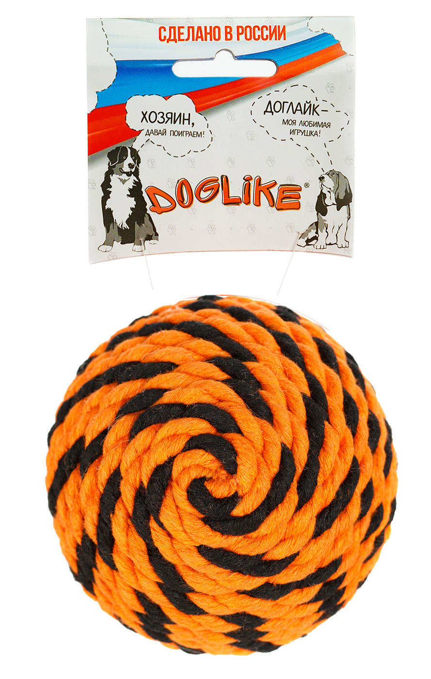 ДОГЛАЙК Мяч Броник средний оранжево-черный D-5326