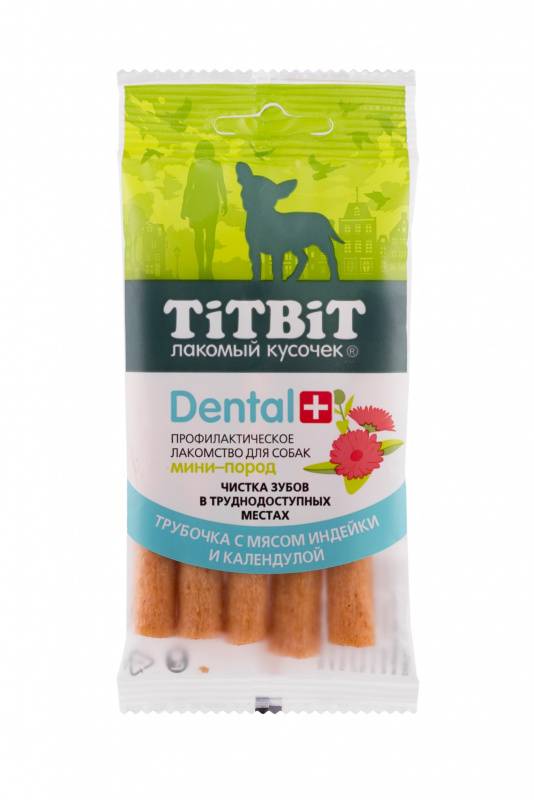 Профилактическое лакомство DENTAL+ Трубочка с мясом индейки для собак мини-пород (20) 013991 TiTBiT