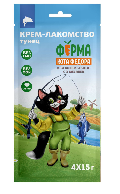 Мнямс Крем-лакомство Ферма кота Федора для кошек и котят из тунца 4 шт х 15 г (35001)