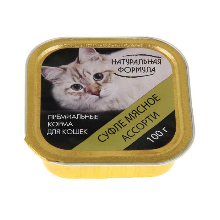 Натуральная формула влажный корм для кошек суфле мясное ассорти 100 г 