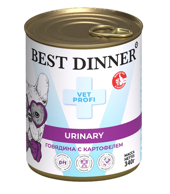 BEST DINNER (Бест Диннер) Vet Profi Urinary консервы для собак с говядоной 340г