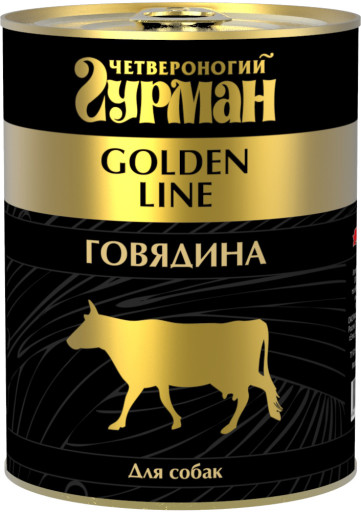 Четвероногий гурман "Золотая линия" говядина натуральная в желе для собак 340 г.