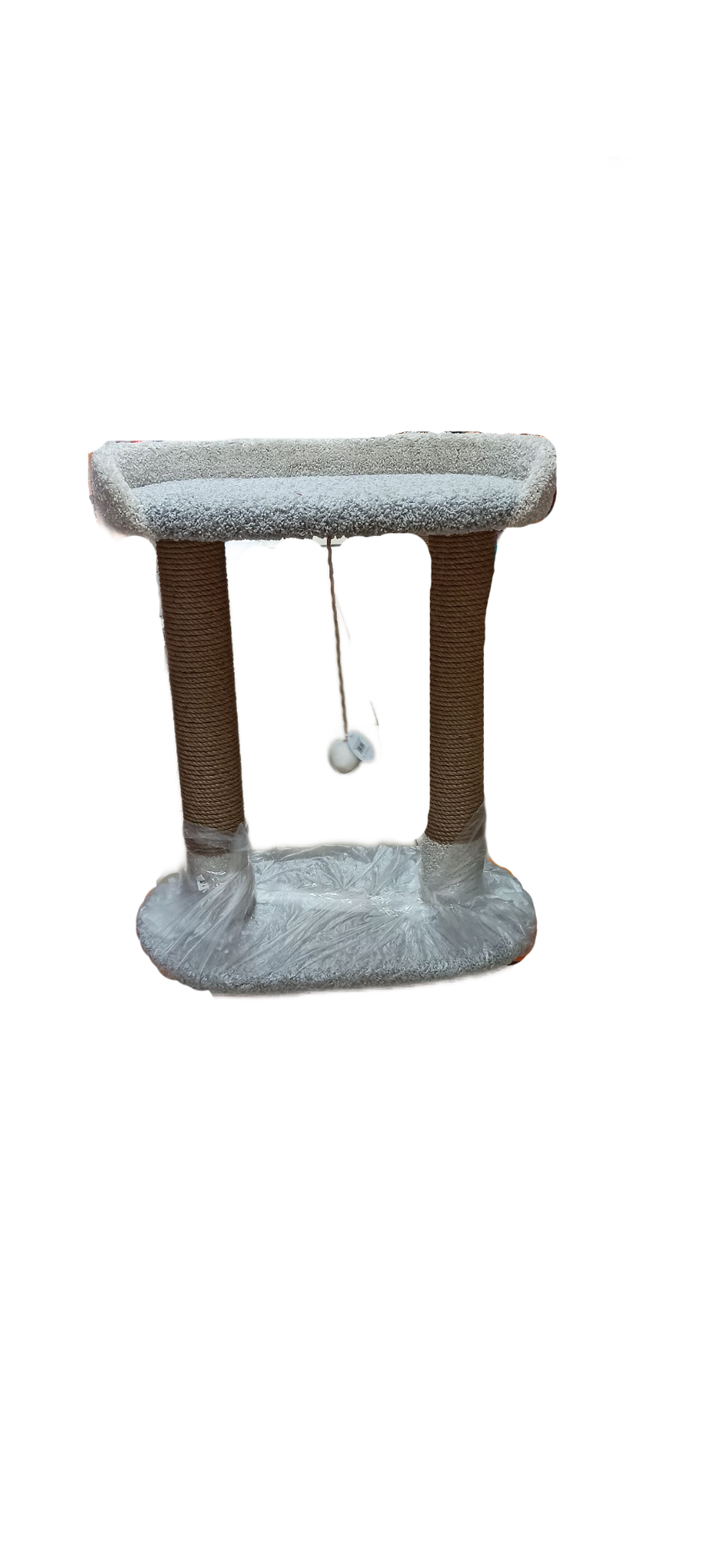 Когтеточка с двумя столбами,(лежанка с борт) 50*30*60 см, лежанка 45*27 см КОВРОЛИН "Рыжий кот"
