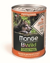 Monge Dog BWild GRAIN FREE Puppy&Junior беззерновые консервы утка/тыква/каб. для щен.всех пор. 400 г