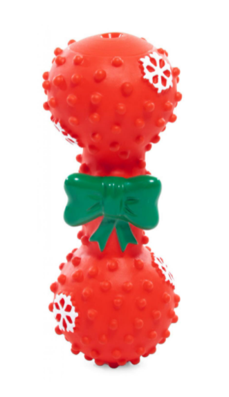 Игрушка виниловая для мелких пород NEW YEAR Рождественская гантель 14 см, Triol