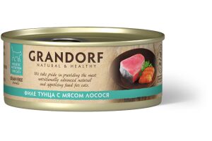 Grandorf (Грандорф) Консервы для кошек филе тунца с мясо лосося 70 г